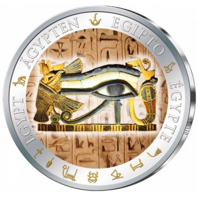 Fiji EYE OF HORUS series GOLDEN & COLORFUL EGYPT $1 Gilded Colored Silver coin 2012 Proof